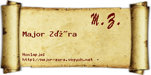 Major Zóra névjegykártya